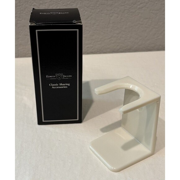 Edwin Jagger Imitation Ivory Shaving Shave Brush Drip Stand NEW - Picture 2 of 3